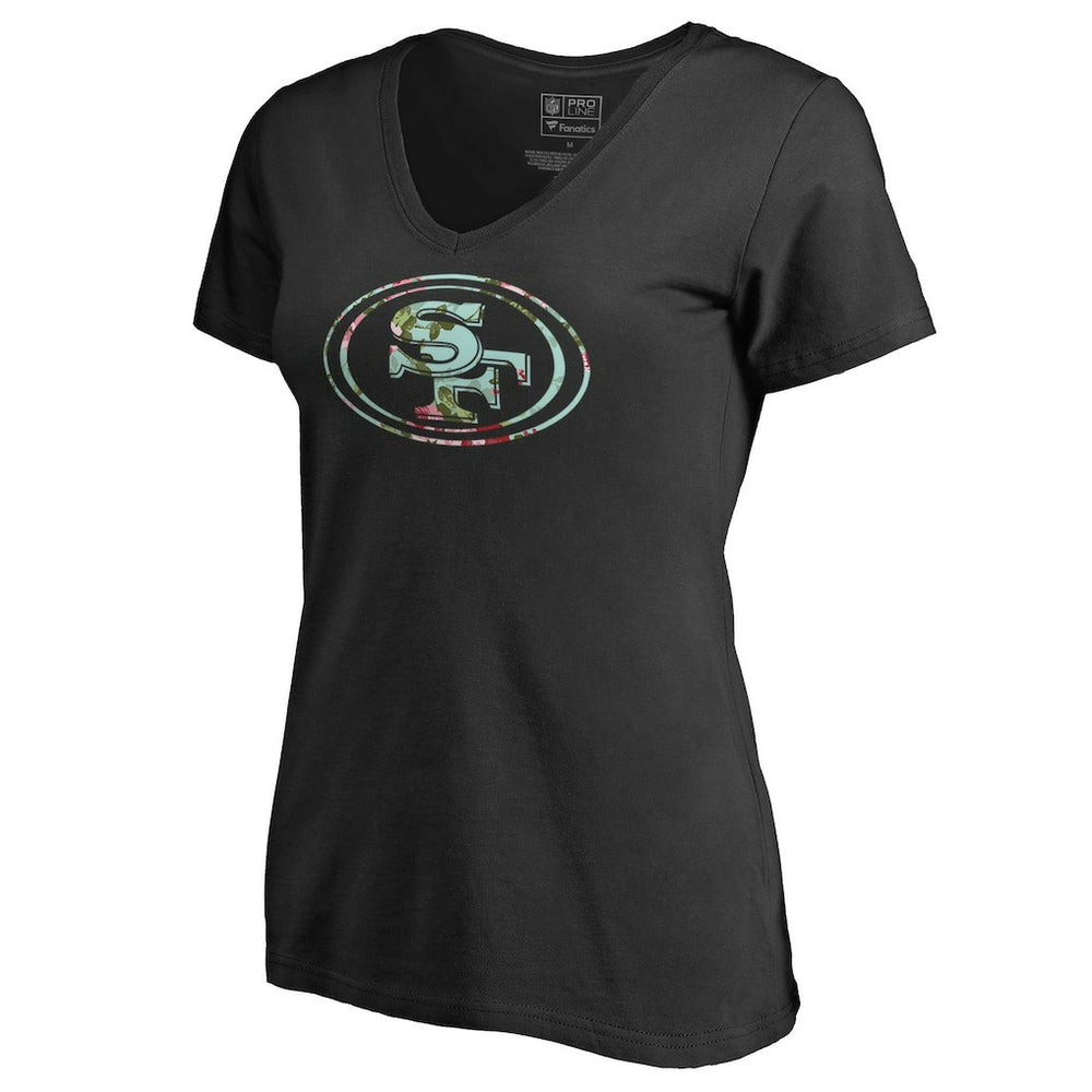 San Francisco 49ers Women's Lovely V-Neck T-Shirt - Black T-shirts