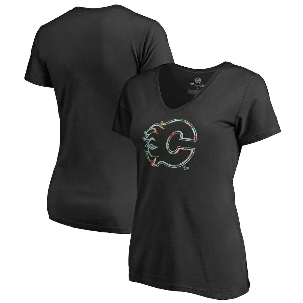 Calgary Flames Women's Lovely V-Neck T-Shirt - Black | US 3074440