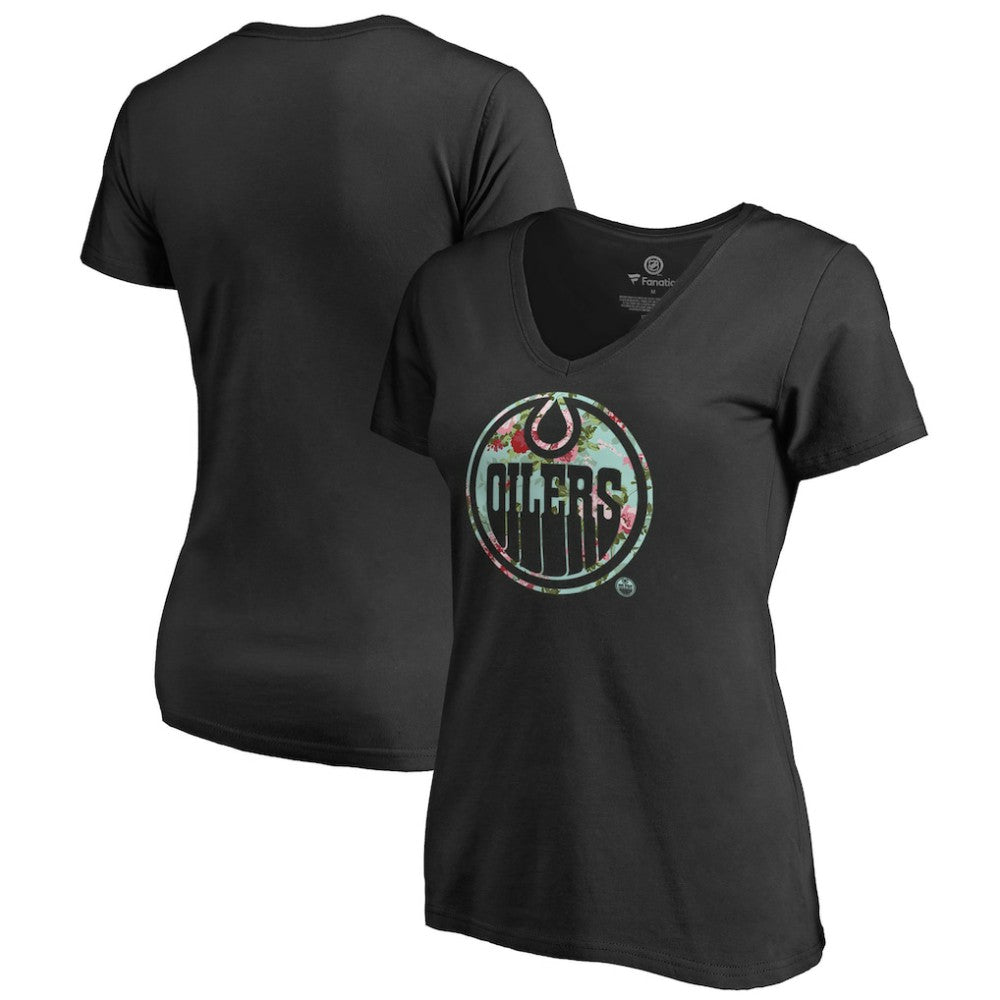 Edmonton Oilers Women's Lovely V-Neck T-Shirt - Black | US 3074448