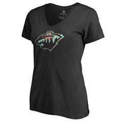 Minnesota Wild Women's Lovely V-Neck T-Shirt - Black | US 3074451