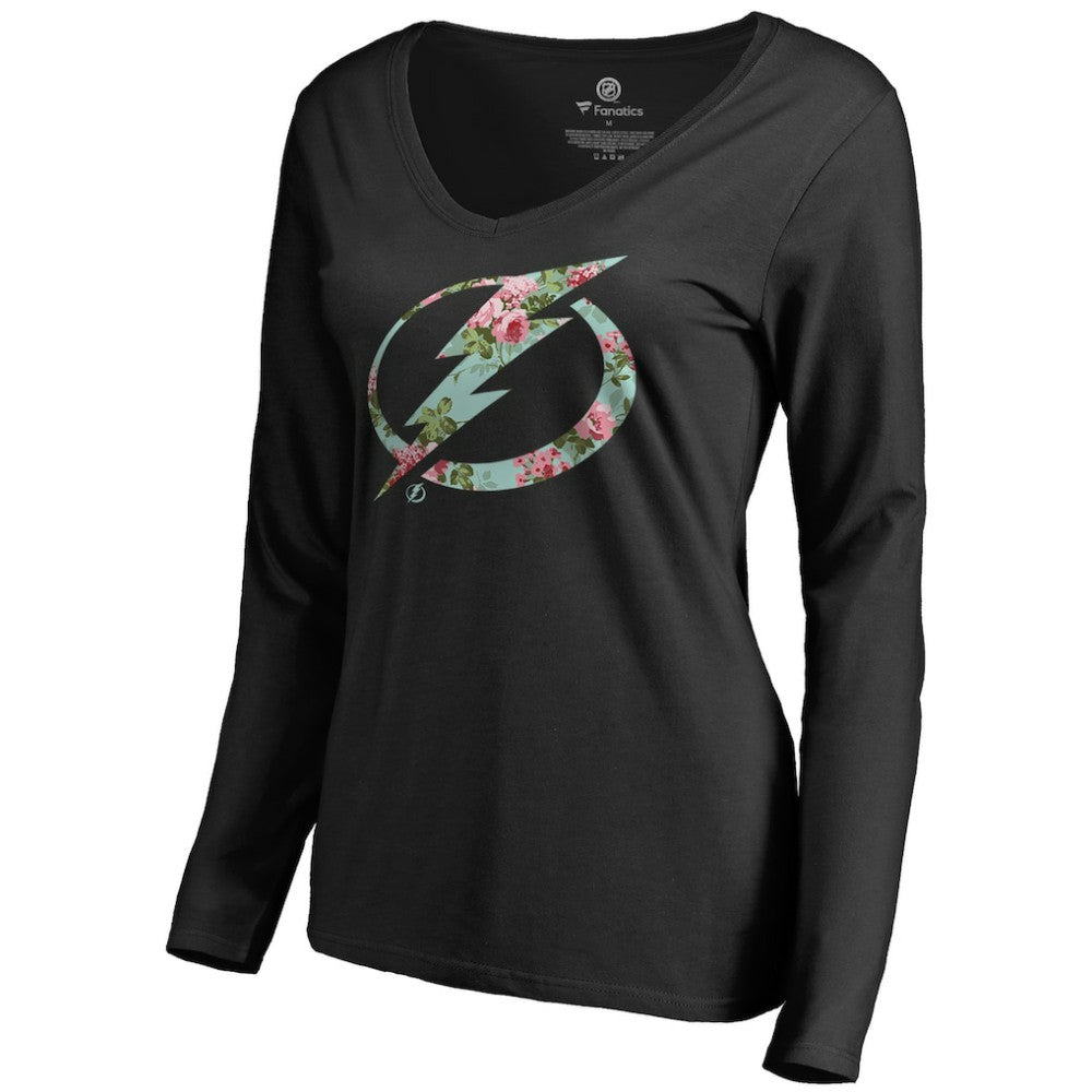 Tampa Bay Lightning Women's Lovely Long Sleeve V-Neck T-Shirt - Black | US 3074493