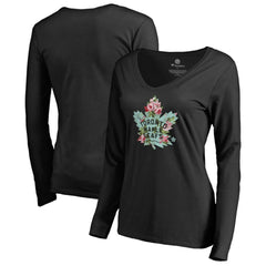 Toronto Maple Leafs Women's Lovely Long Sleeve V-Neck T-Shirt - Black | US 3074494