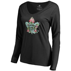 Toronto Maple Leafs Women's Lovely Long Sleeve V-Neck T-Shirt - Black | US 3074494