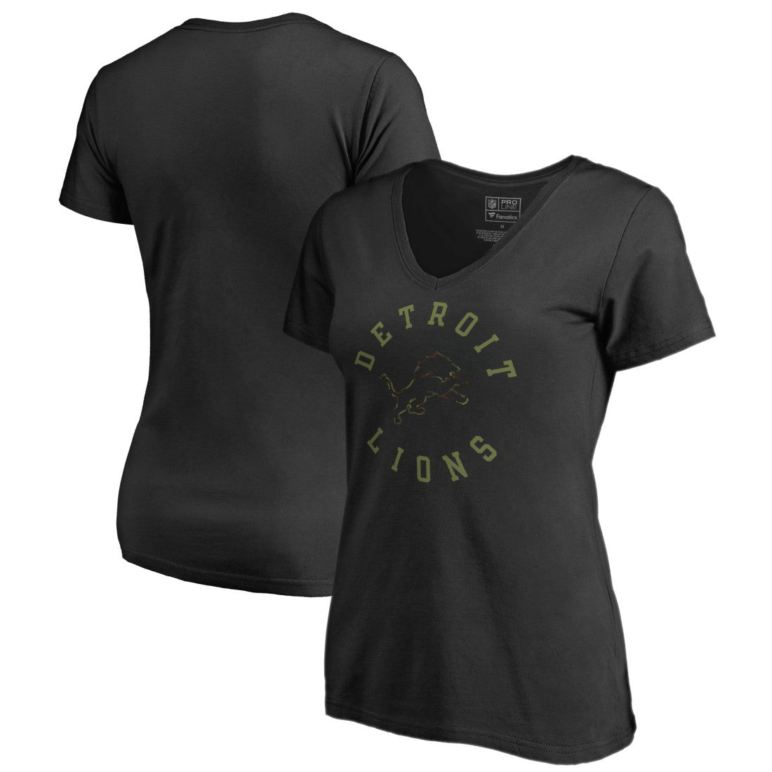 Detroit Lions Women's Camo Collection Liberty V-Neck T-Shirt - Black T-shirts