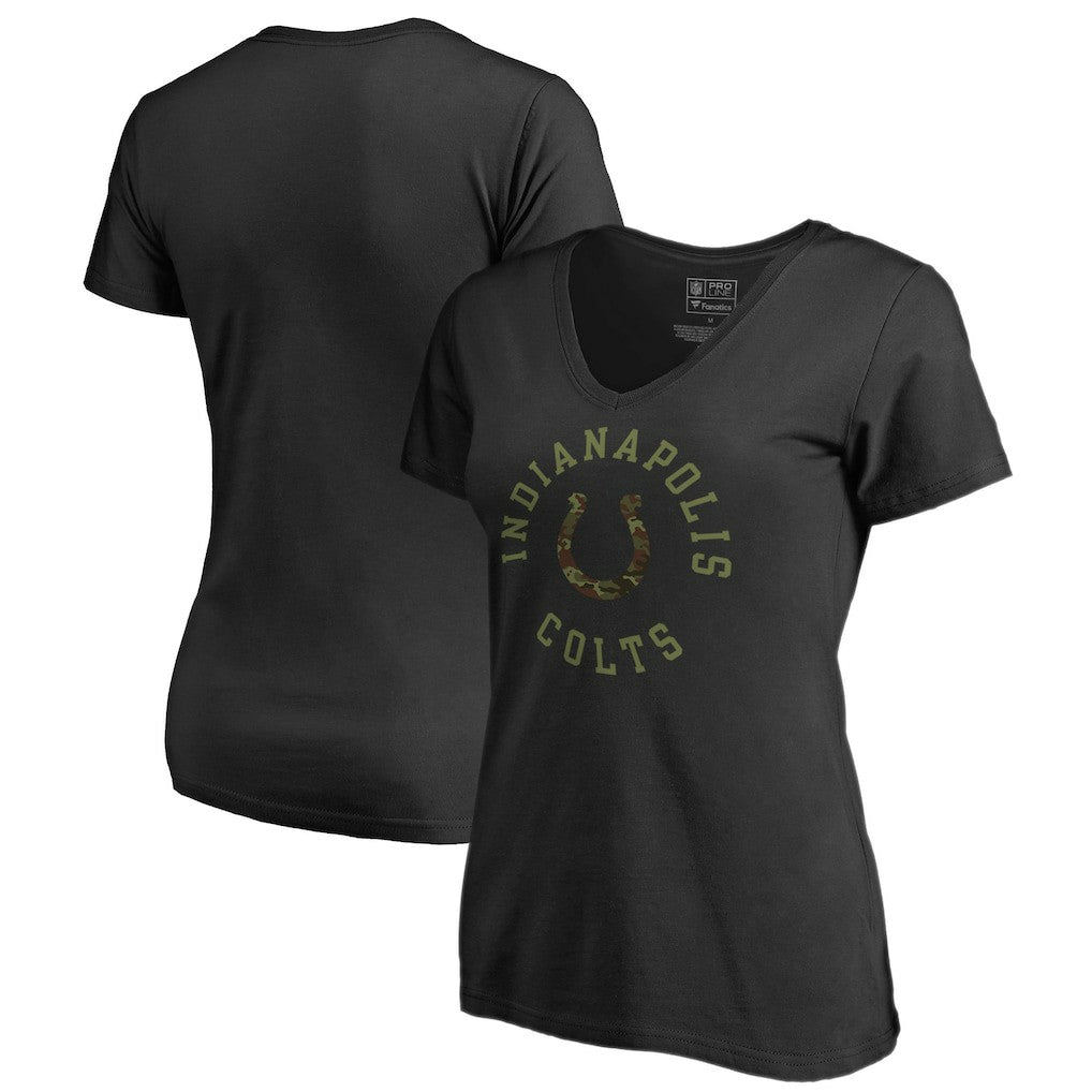 Indianapolis Colts Women's Camo Collection Liberty V-Neck T-Shirt - Black T-shirts