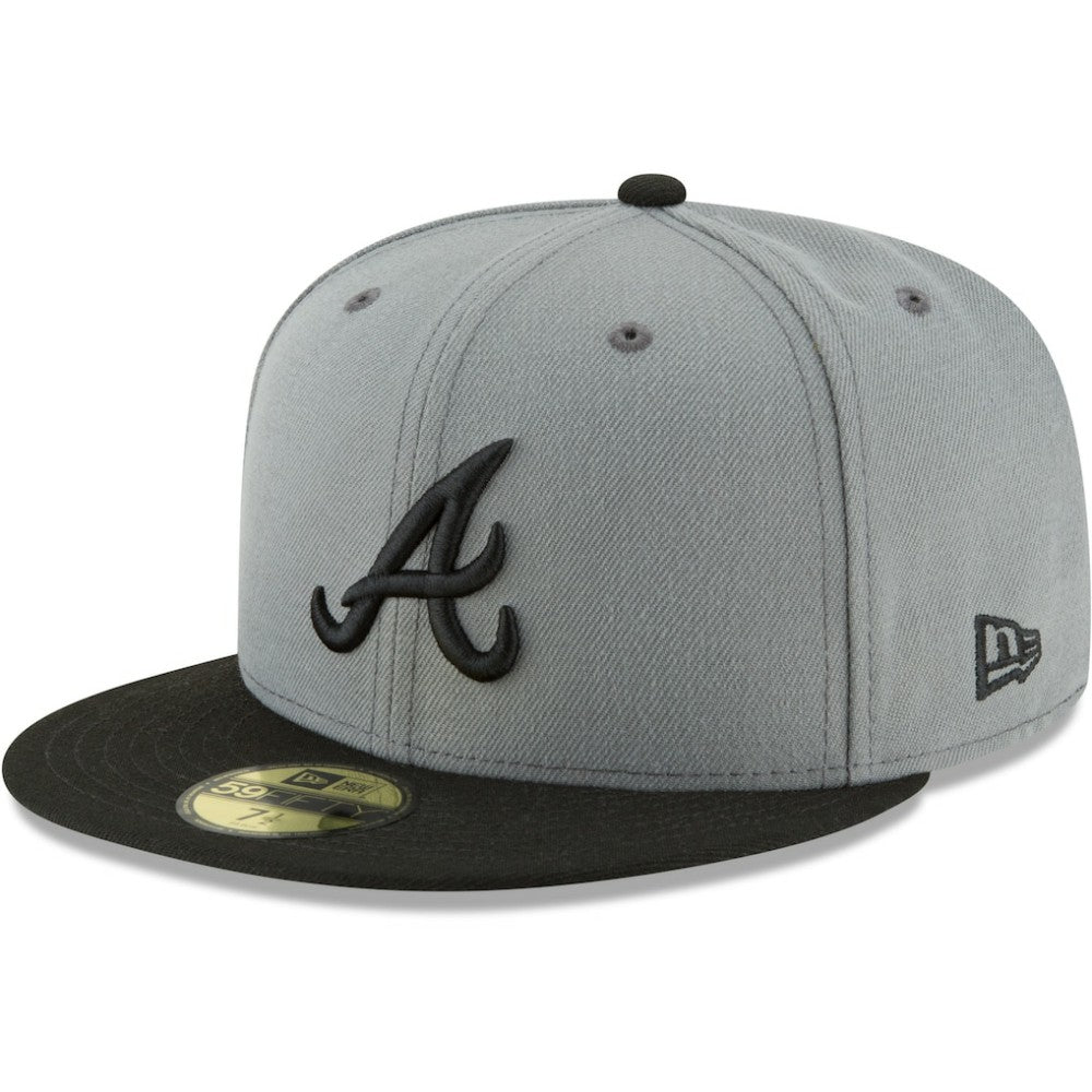 Atlanta Braves New Era Two-Tone 59FIFTY Fitted Hat - Gray/Black Hats