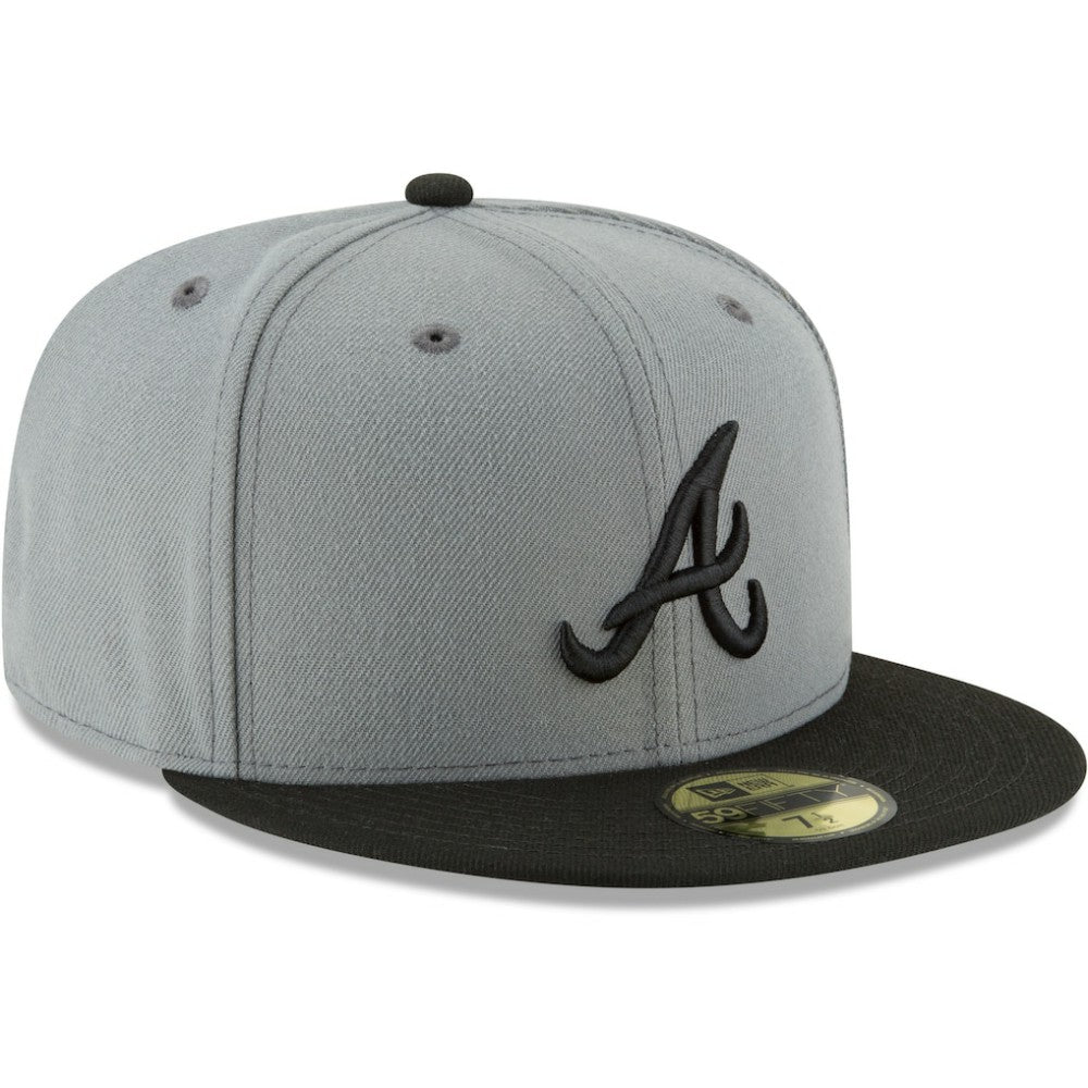 Atlanta Braves New Era Two-Tone 59FIFTY Fitted Hat - Gray/Black Hats