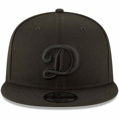 Los Angeles Dodgers New Era Script Logo Black on Black 9FIFTY Snapback Adjustable Hat - Black Hats