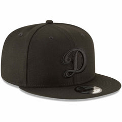 Los Angeles Dodgers New Era Script Logo Black on Black 9FIFTY Snapback Adjustable Hat - Black Hats