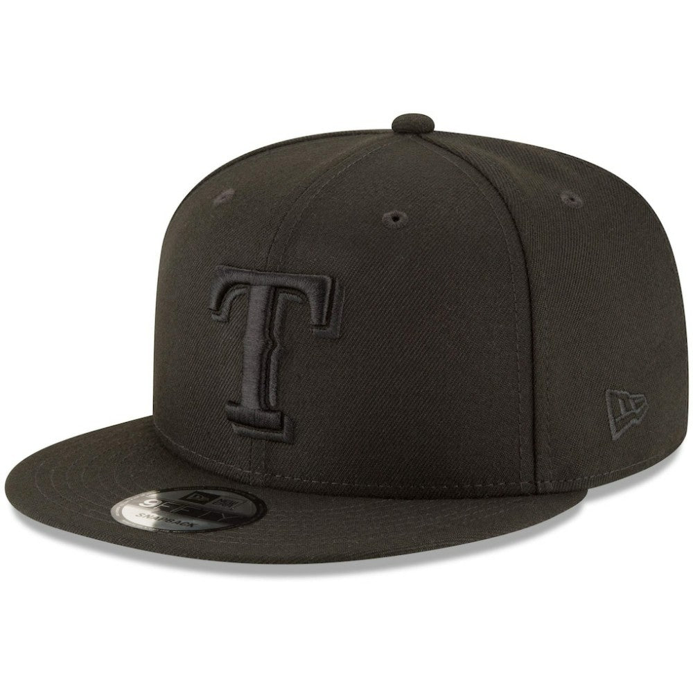 Texas Rangers New Era Black on Black 9FIFTY Team Snapback Adjustable Hat - Black Hats