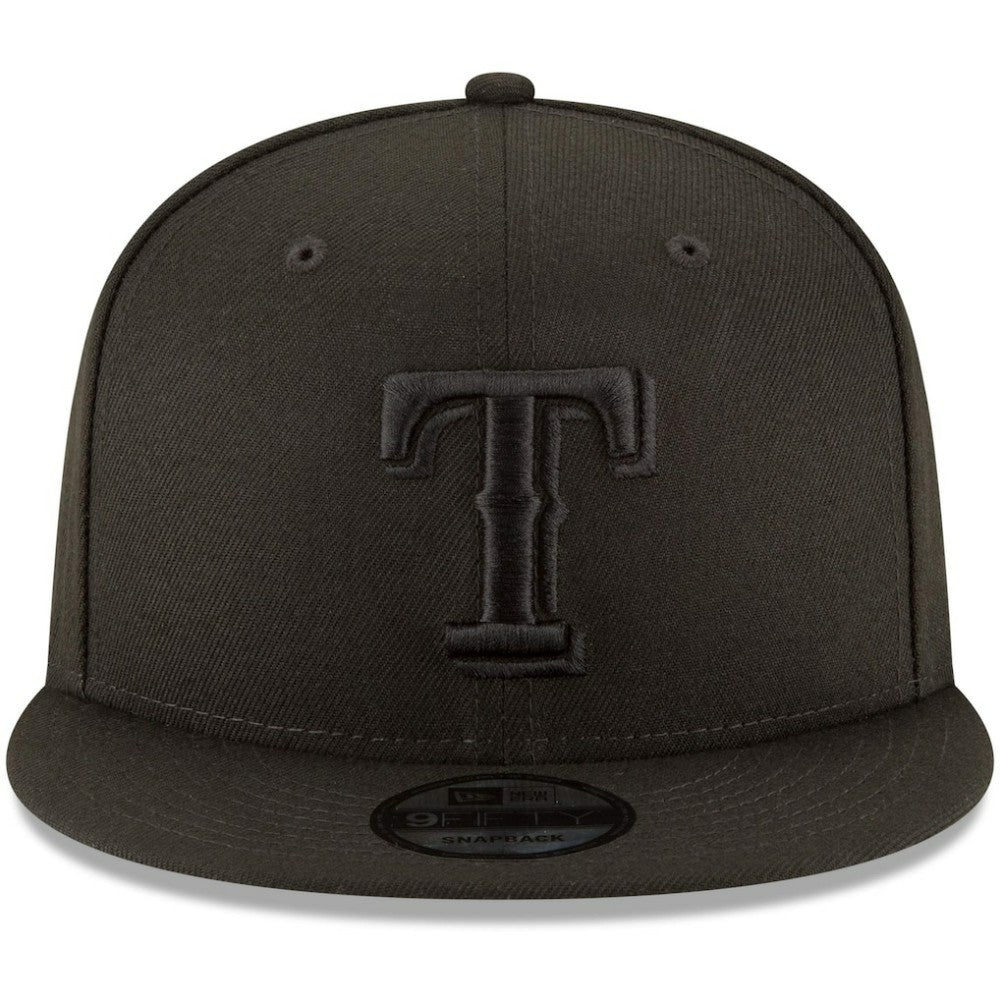 Texas Rangers New Era Black on Black 9FIFTY Team Snapback Adjustable Hat - Black Hats