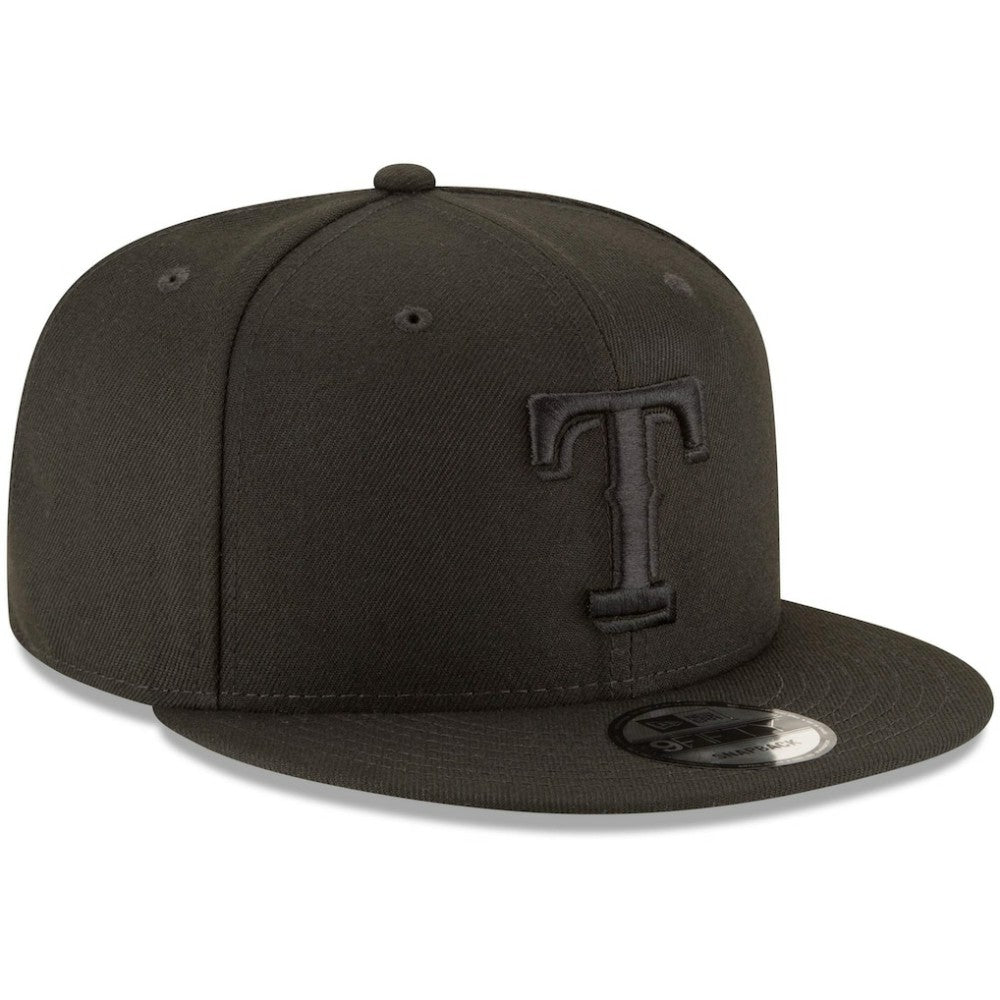 Texas Rangers New Era Black on Black 9FIFTY Team Snapback Adjustable Hat - Black Hats