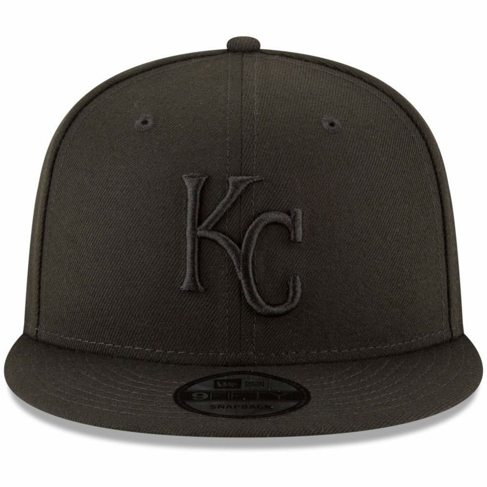 Kansas City Royals New Era Black on Black 9FIFTY Team Snapback Adjustable Hat - Black Hats
