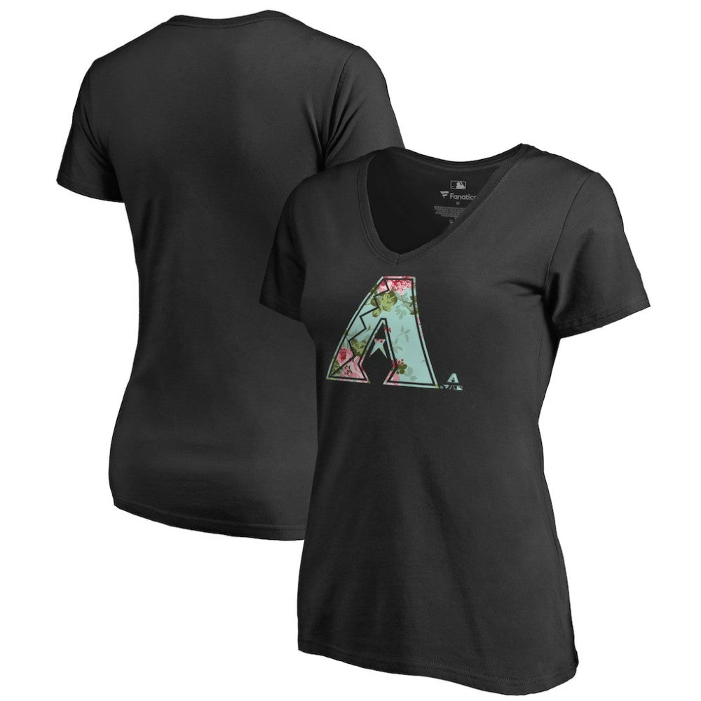 Arizona Diamondbacks Women's Lovely V-Neck T-Shirt - Black T-shirts