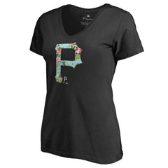 Pittsburgh Pirates Women's Lovely V-Neck T-Shirt - Black T-shirts