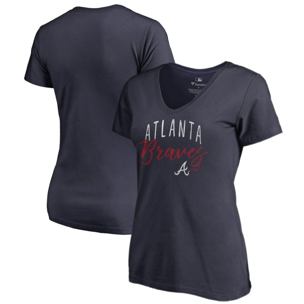 Atlanta Braves Women's Graceful V-Neck T-Shirt - Navy T-shirts