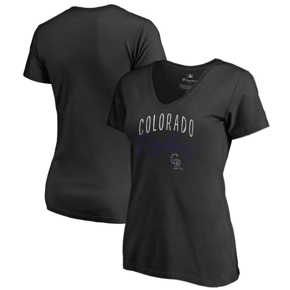 Colorado Rockies Women's Graceful V-Neck T-Shirt - Black T-shirts