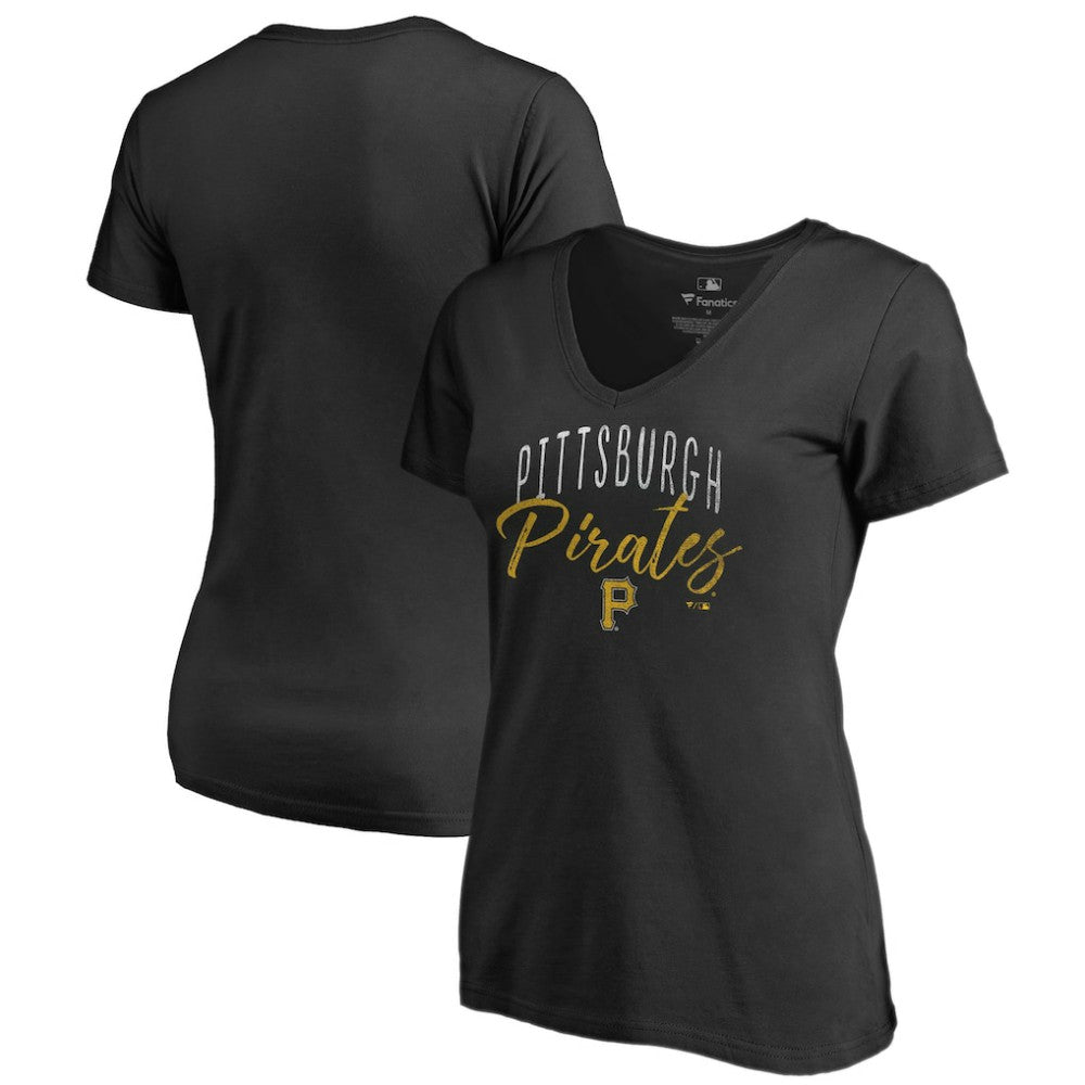 Pittsburgh Pirates Women's Graceful V-Neck T-Shirt - Black T-shirts