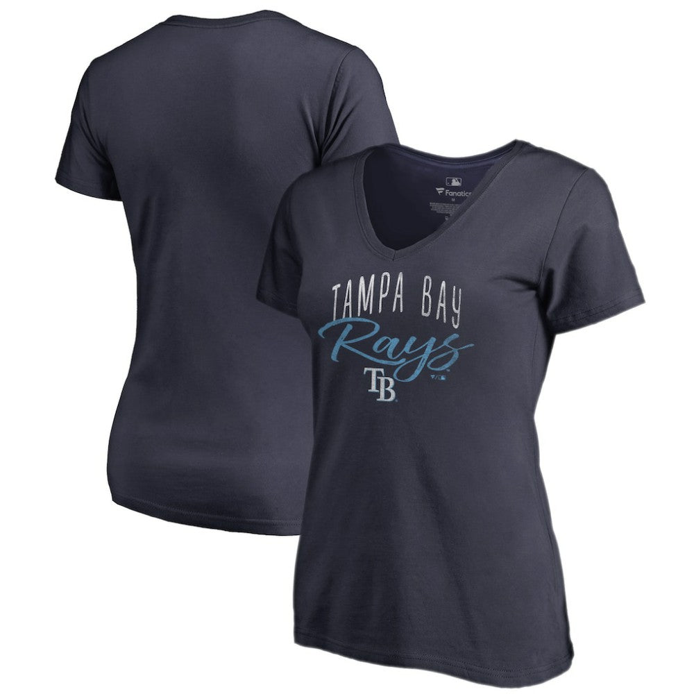 Tampa Bay Rays Women's Graceful V-Neck T-Shirt - Navy T-shirts