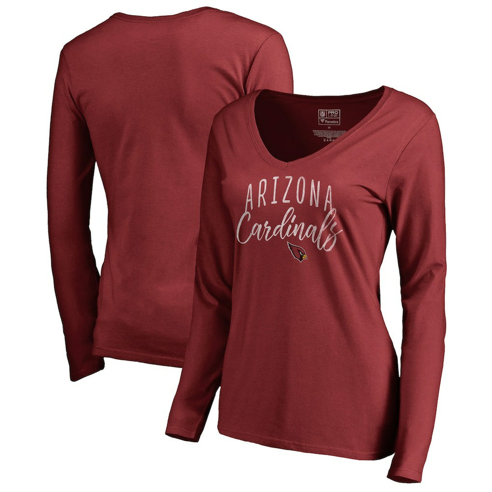 Arizona Cardinals Women's Graceful Long Sleeve V-Neck T-Shirt - Cardinal T-shirts