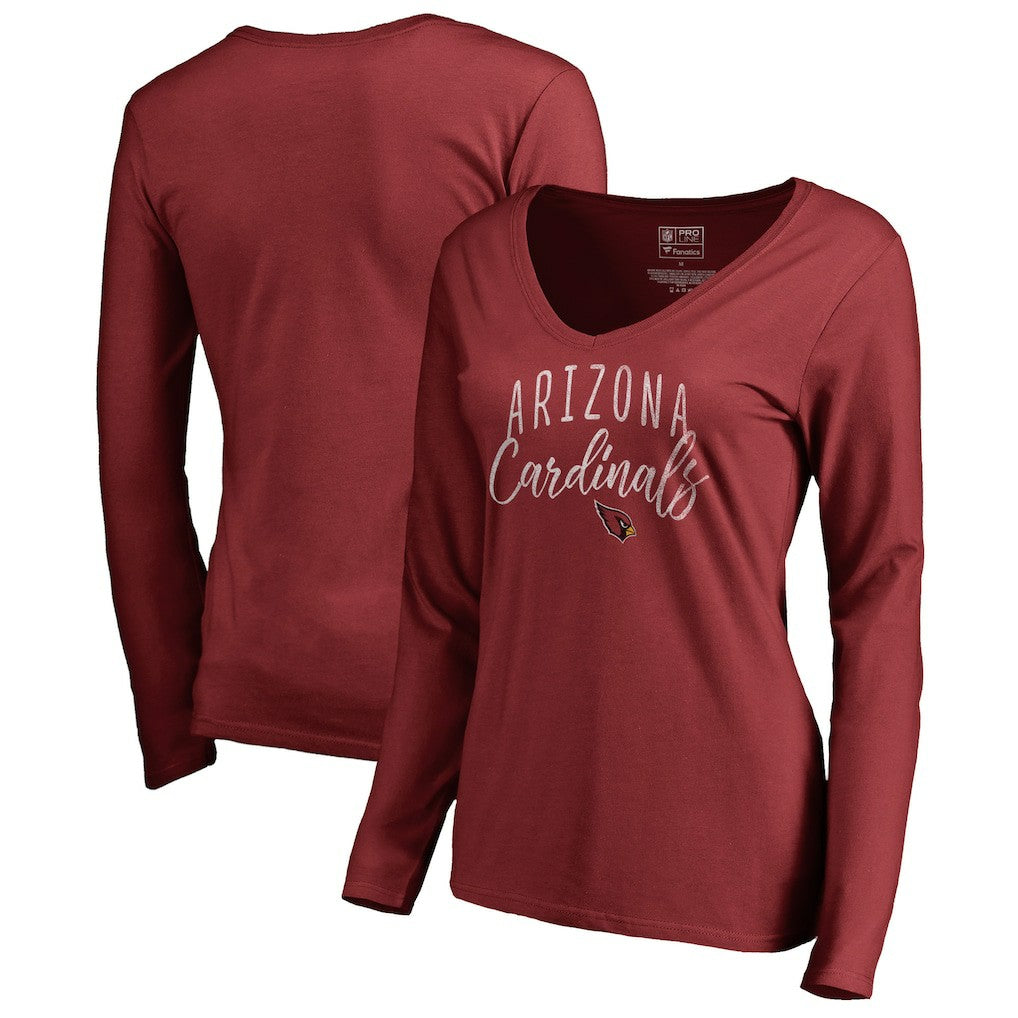 Arizona Cardinals Women's Graceful Long Sleeve V-Neck T-Shirt - Cardinal T-shirts