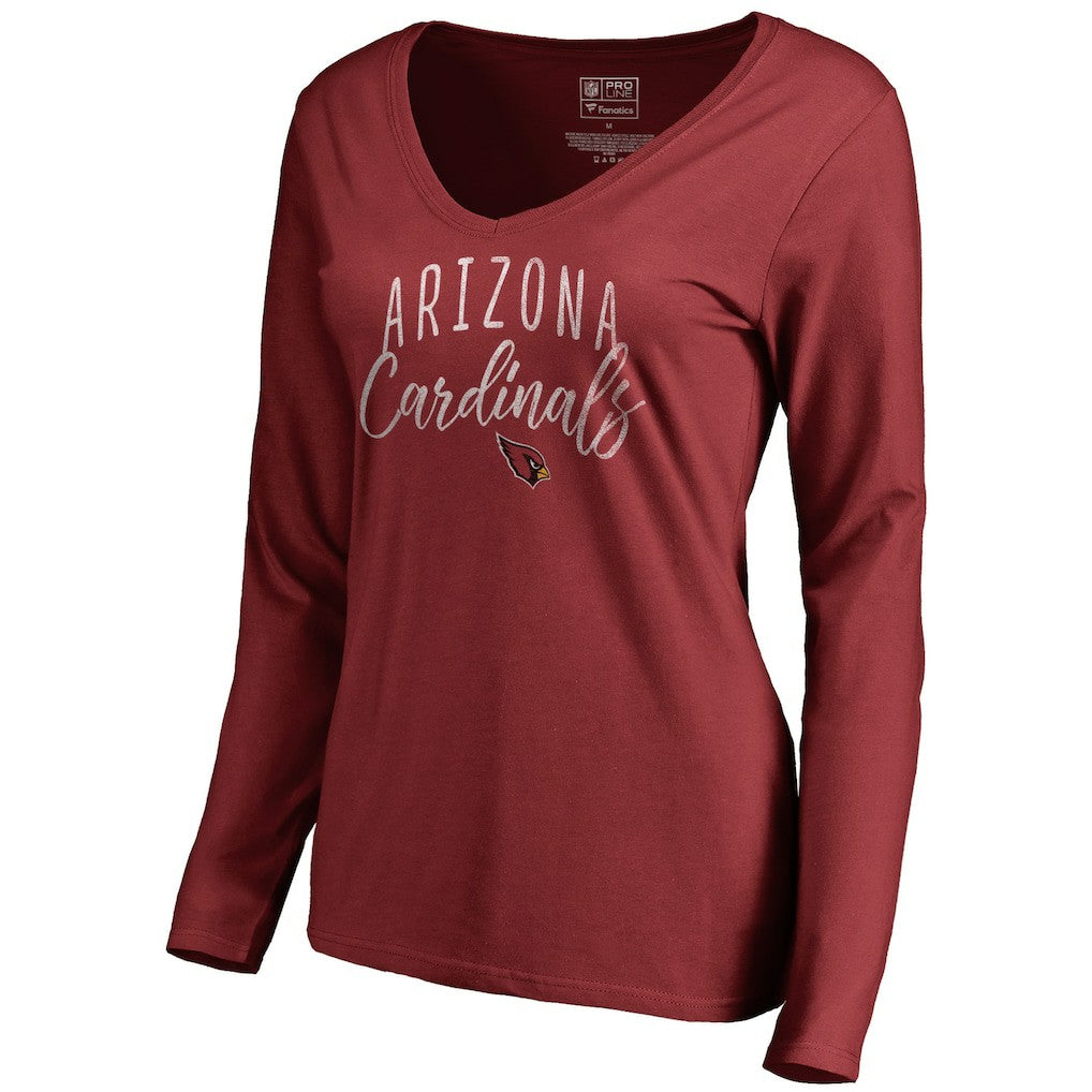 Arizona Cardinals Women's Graceful Long Sleeve V-Neck T-Shirt - Cardinal T-shirts