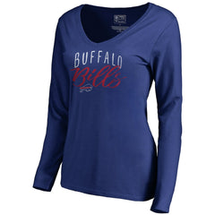 Buffalo Bills Women's Graceful Long Sleeve V-Neck T-Shirt - Royal T-shirts