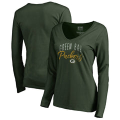 Green Bay Packers Women's Graceful Long Sleeve V-Neck T-Shirt - Green T-shirts