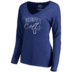 Indianapolis Colts Women's Graceful Long Sleeve V-Neck T-Shirt - Royal T-shirts