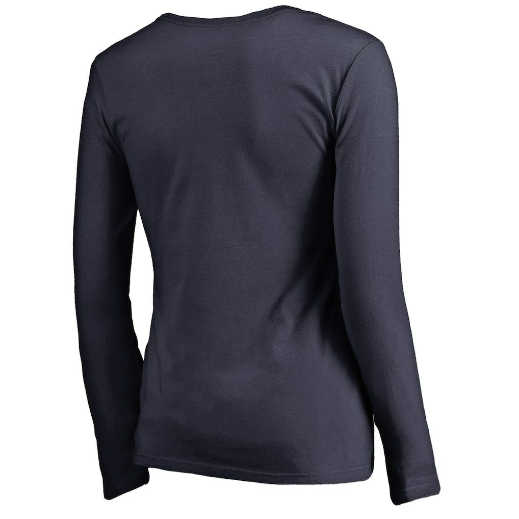 New England Patriots Women's Graceful Long Sleeve V-Neck T-Shirt - Navy T-shirts
