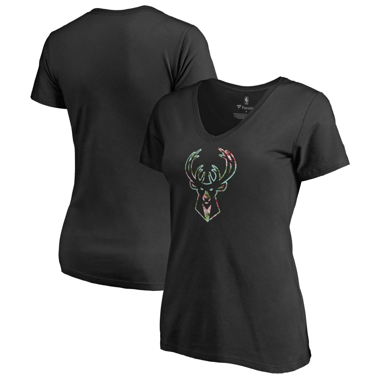 Milwaukee Bucks Lovely V-Neck T-Shirt Black