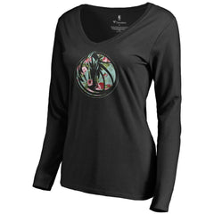 Dallas Mavericks Women's Lovely V-Neck Long Sleeve T-Shirt Black
