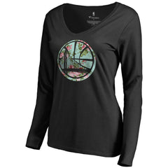 Golden State Warriors Women's Lovely V-Neck Long Sleeve T-Shirt Black