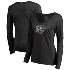Oklahoma City Thunder Women's Lovely V-Neck Long Sleeve T-Shirt Black