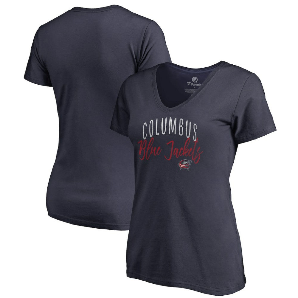 Columbus Blue Jackets Women's Graceful V-Neck T-Shirt - Navy | US 3088737