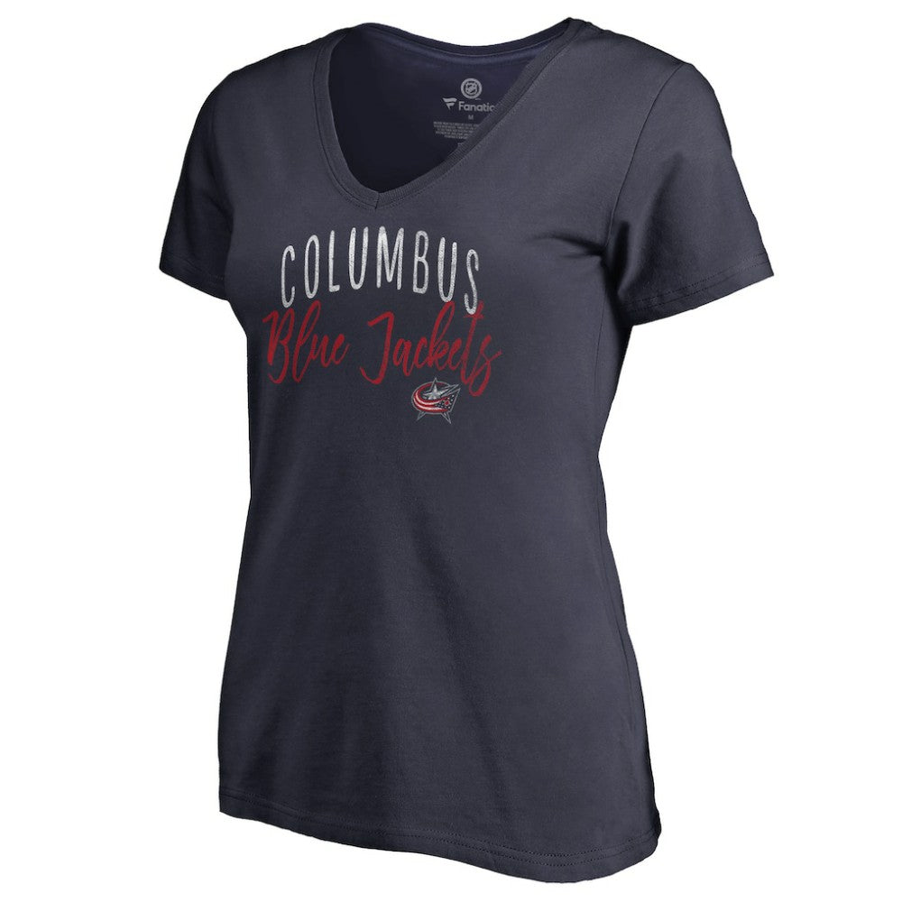 Columbus Blue Jackets Women's Graceful V-Neck T-Shirt - Navy | US 3088737