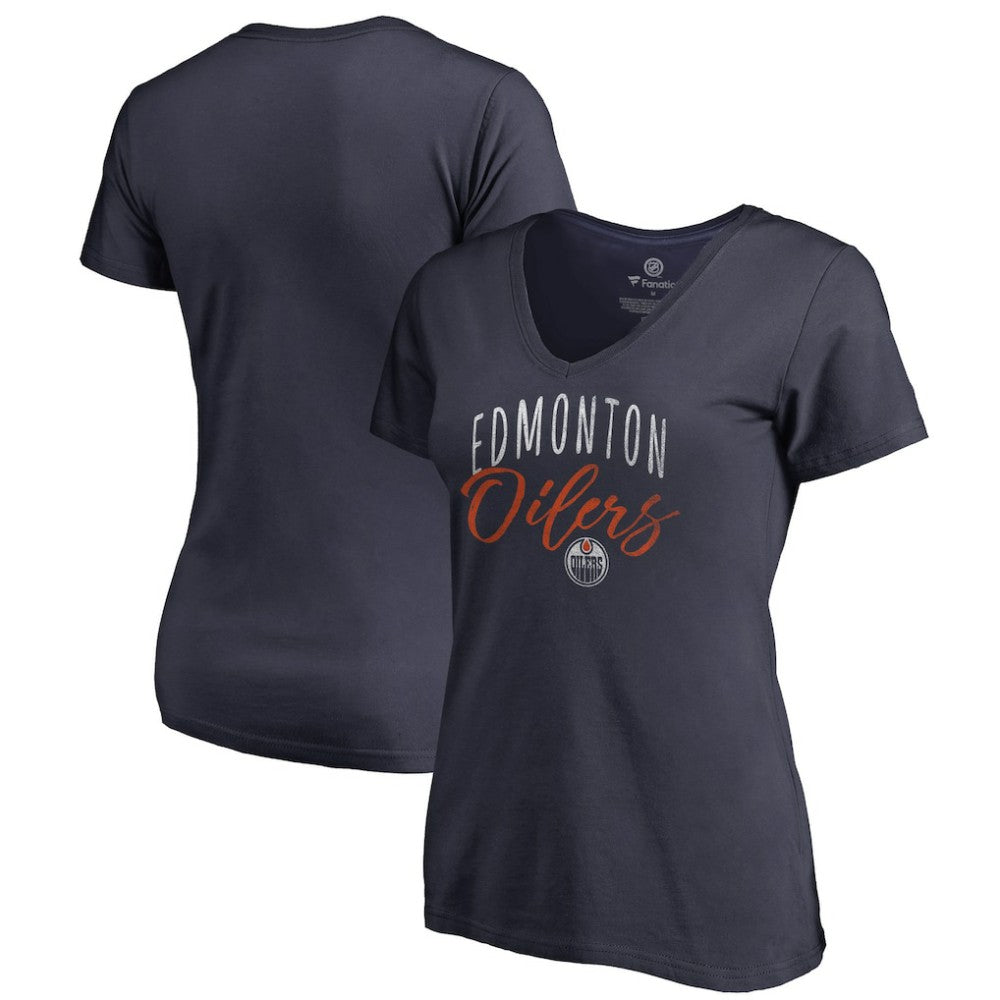 Edmonton Oilers Women's Graceful V-Neck T-Shirt - Navy | US 3088740