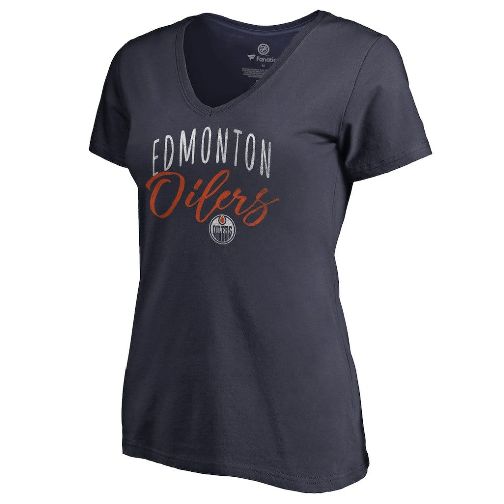 Edmonton Oilers Women's Graceful V-Neck T-Shirt - Navy | US 3088740