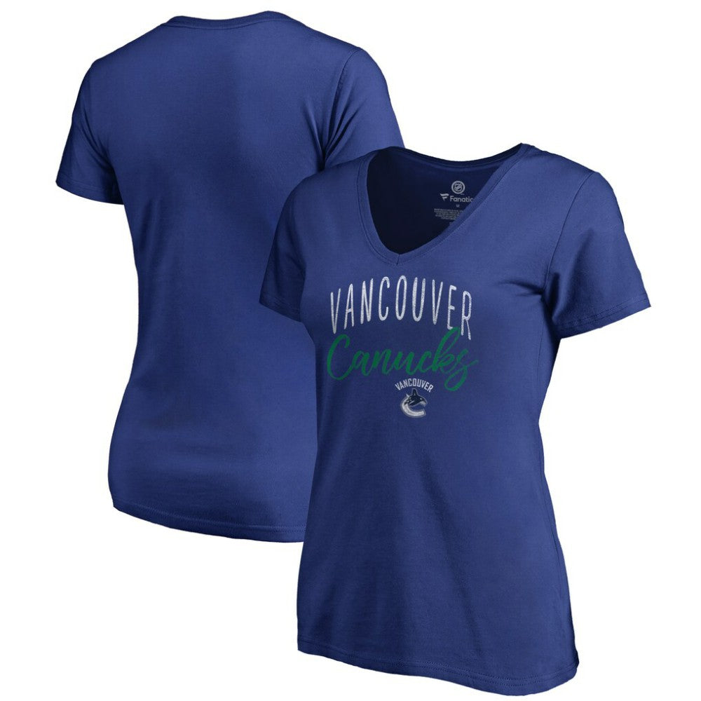 Vancouver Canucks Women's Graceful V-Neck T-Shirt - Blue | US 3088756