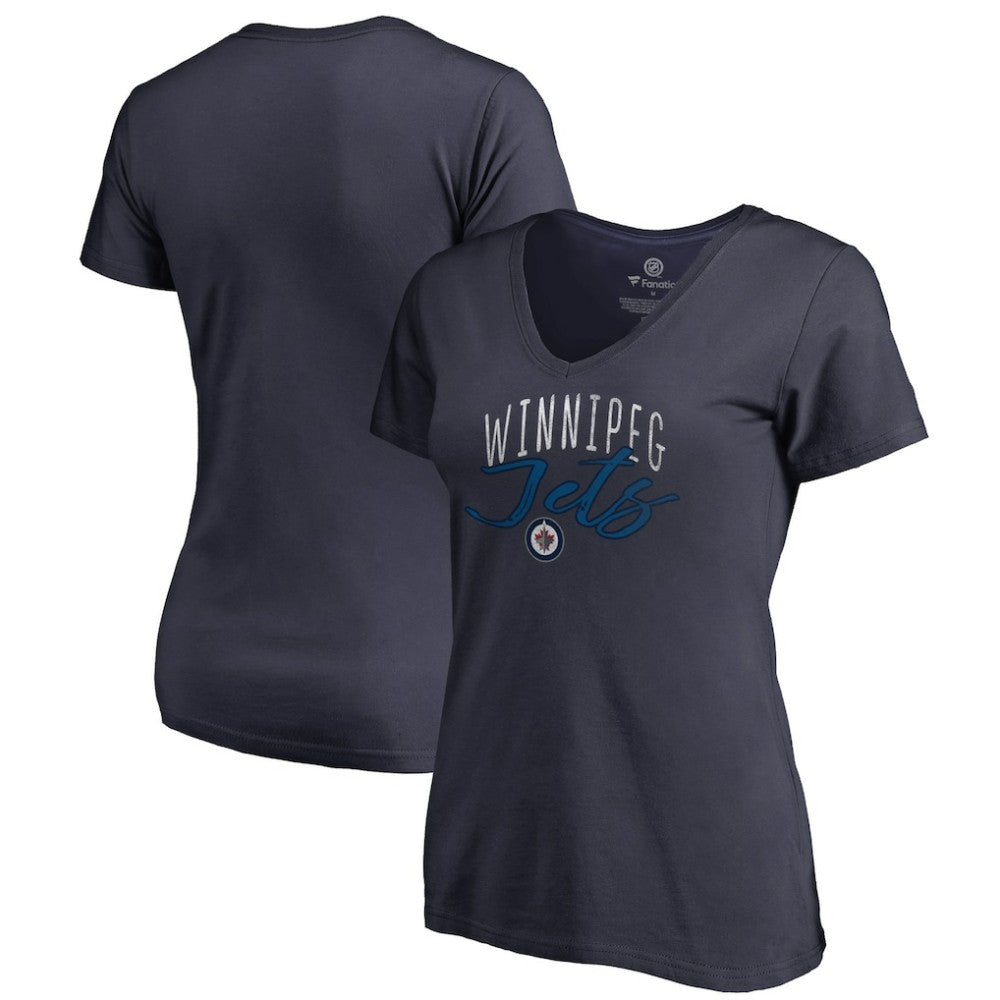 Winnipeg Jets Women's Graceful V-Neck T-Shirt - Navy | US 3088759