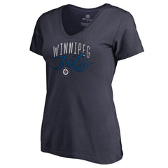 Winnipeg Jets Women's Graceful V-Neck T-Shirt - Navy | US 3088759