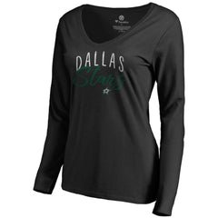 Dallas Stars Women's Graceful Long Sleeve V-Neck T-Shirt - Black | US 3088769