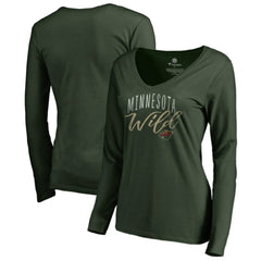 Minnesota Wild Women's Graceful Long Sleeve V-Neck T-Shirt - Green | US 3088774
