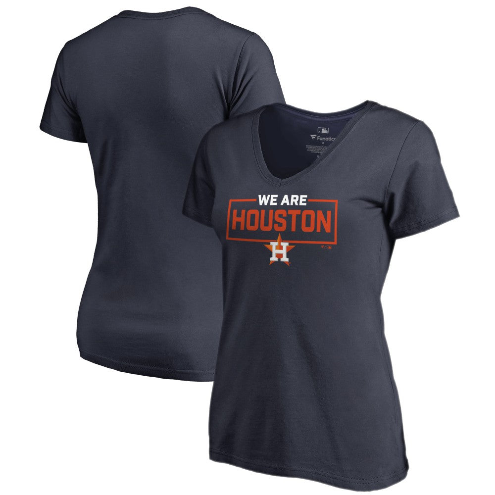 Houston Astros Women's We Are Icon V-Neck T-Shirt - Navy T-shirts