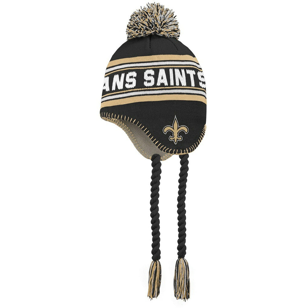 New Orleans Saints Preschool Jacquard Tassel Knit Hat with Pom - Black/Gold Hats