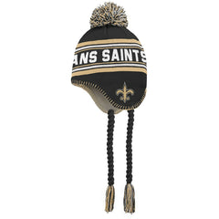 New Orleans Saints Preschool Jacquard Tassel Knit Hat with Pom - Black/Gold Hats