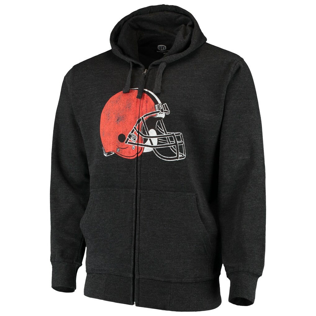 Cleveland Browns G-III Sports by Carl Banks Primary Logo Full-Zip Hoodie - Charcoal Hoodies