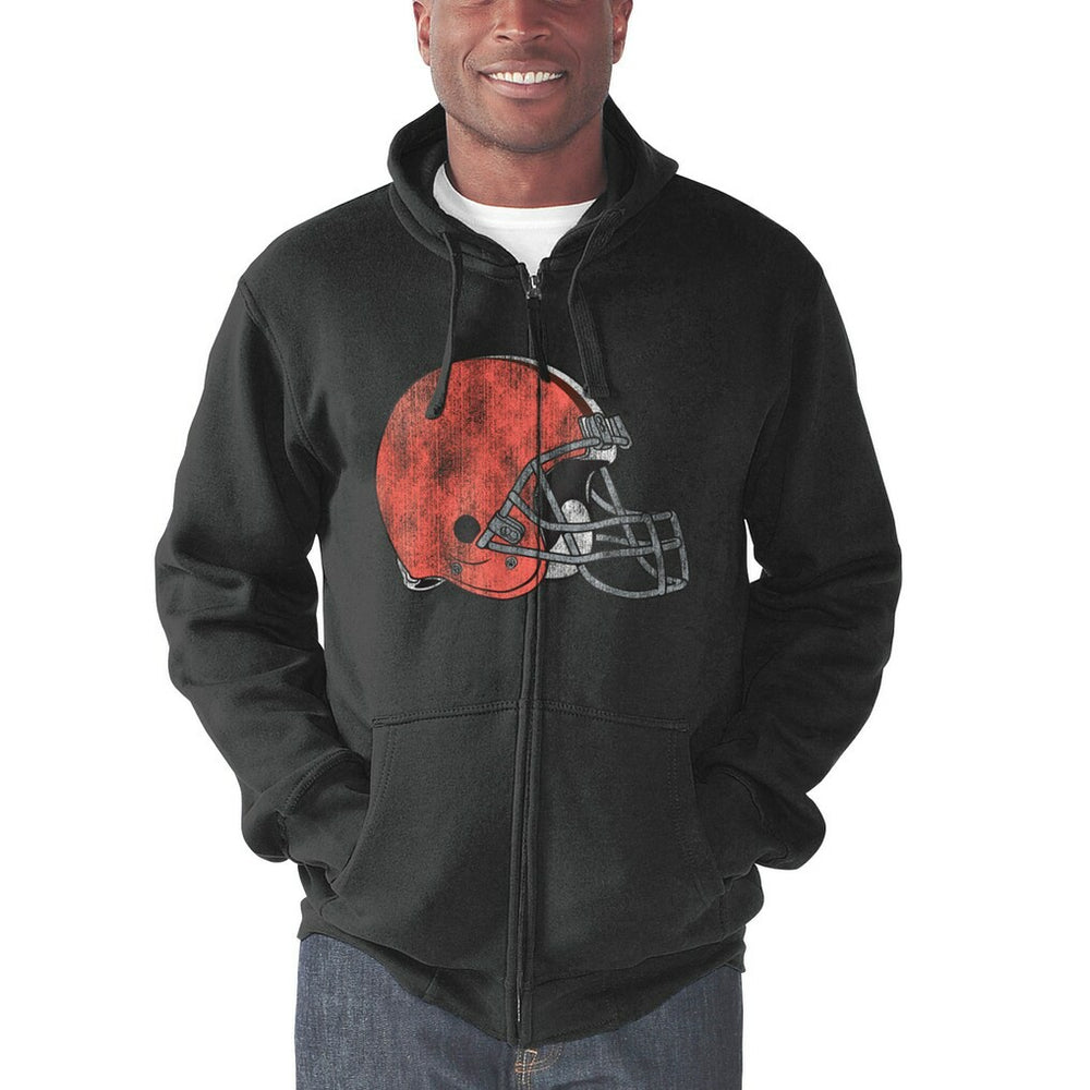 Cleveland Browns G-III Sports by Carl Banks Primary Logo Full-Zip Hoodie - Charcoal Hoodies