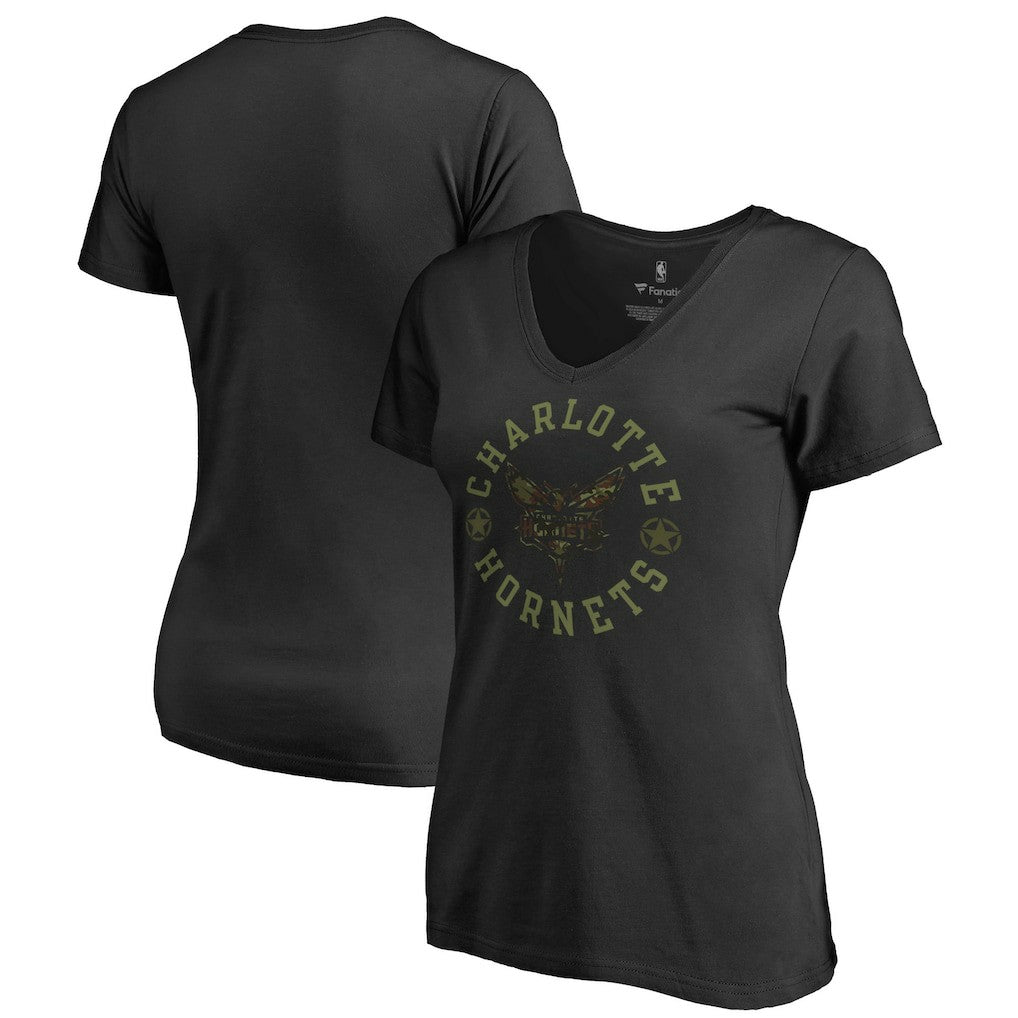Charlotte Hornets Women's Liberty V-Neck T-Shirt Black