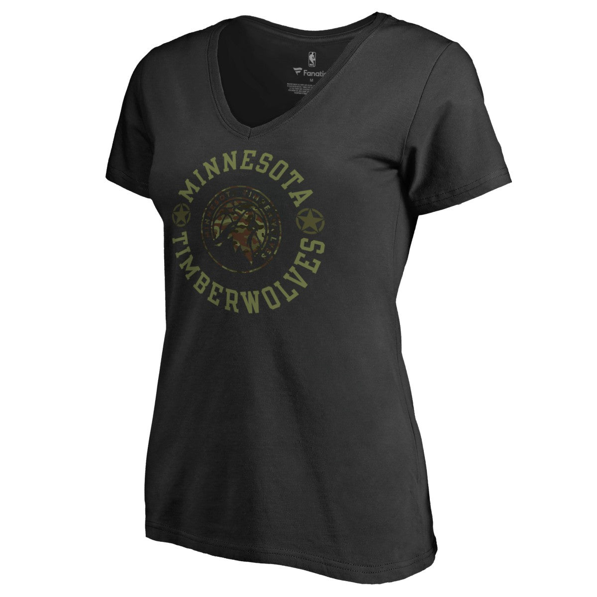 Minnesota Timberwolves Women's Liberty V-Neck T-Shirt Black
